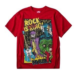 Mishka Rock is Still King Graphic T-Shirt Men’s Large Red Tee Guitar Flames